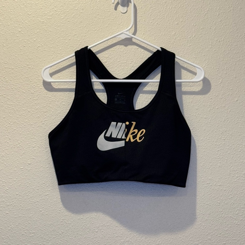 Nike Woman’s Sports Bra Size XL Black and Gold
